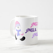 Kerstman in roze kleren die rinkelt koffiemok (Voorkant links)