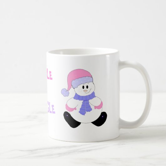 Kerstman in roze kleren die rinkelt koffiemok (Rechts)