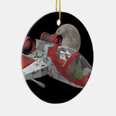 kerstman in ruimteschip keramisch ornament (Rechts)