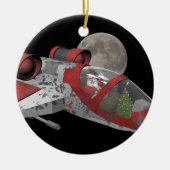 kerstman in ruimteschip keramisch ornament (Voorkant)