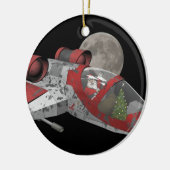 kerstman in ruimteschip keramisch ornament (Links)