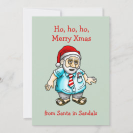 Kerstman in sandalen feestdagenkaart