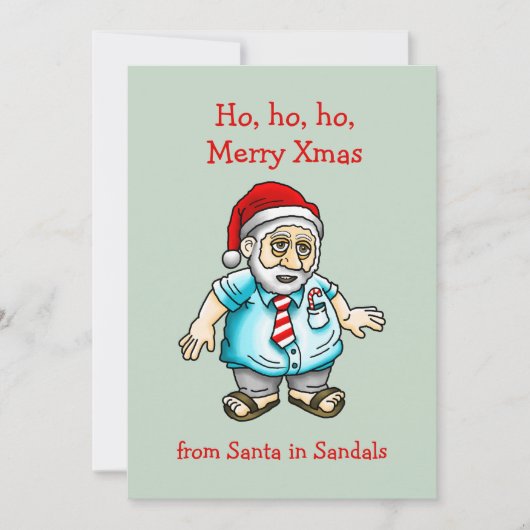 Kerstman in sandalen feestdagenkaart (Voorkant)