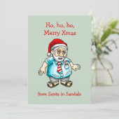 Kerstman in sandalen feestdagenkaart (Staand voorkant)