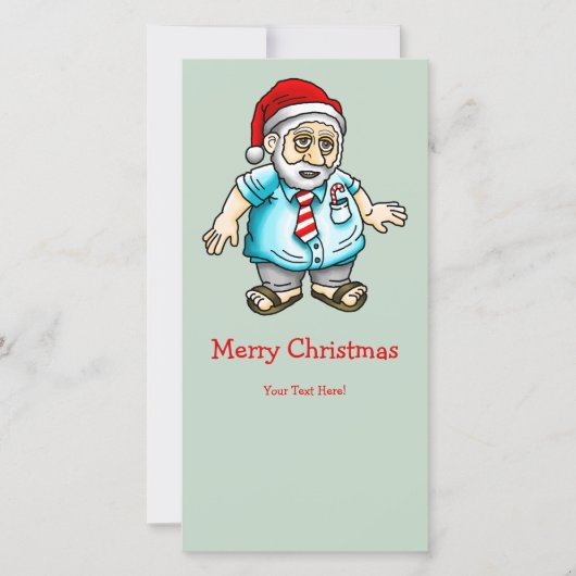 Kerstman in sandalen feestdagenkaart (Voorkant)