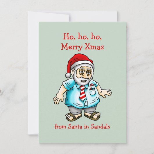 Kerstman in sandalen feestdagenkaart (Voorkant)