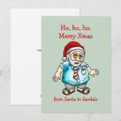 Kerstman in sandalen feestdagenkaart (Voorkant / Achterkant)