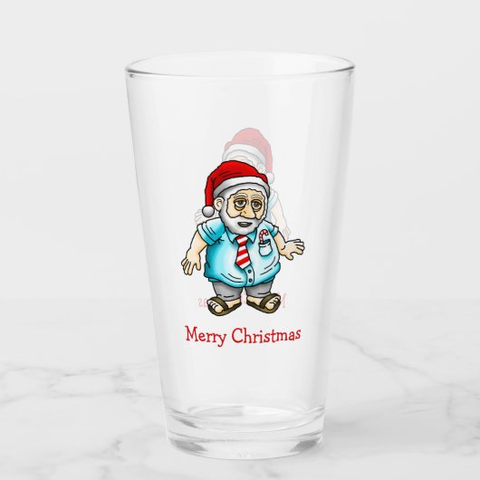 Kerstman in sandalen glas (Voorkant)