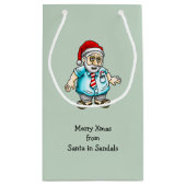 Kerstman in sandalen klein cadeauzakje (Achterkant)
