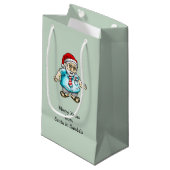 Kerstman in sandalen klein cadeauzakje (Voorkant Gekanteld)
