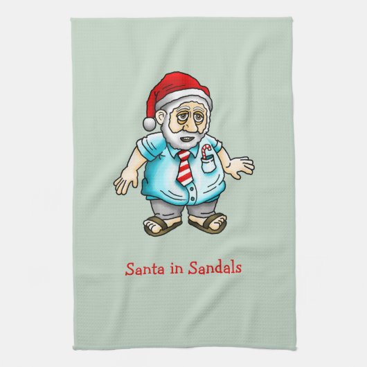 Kerstman in sandalen theedoek (Verticaal)