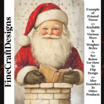 Kerstman in Schoorsteen AZ5 Decoupage Antiek