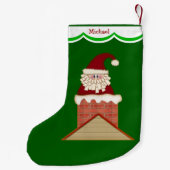 Kerstman in schoorsteen gepersonaliseerd kleine kerstsok (Achterkant)