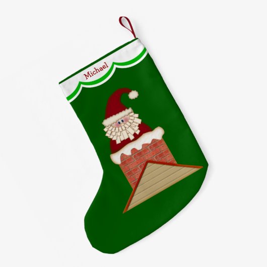 Kerstman in schoorsteen gepersonaliseerd kleine kerstsok (Achterkant (Hangend))