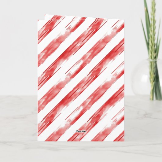 Kerstman in Schoorsteen Rood Gestreepte Kerst Kaart (Achterkant)