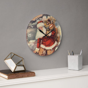 Kerstman in schoorsteen van het Victoriaanse tijdp Grote Klok