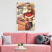 Kerstman in schoorsteen van Victoriaans Kerstmis v Canvas Afdruk (Insitu (Woonkamer))