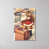 Kerstman in schoorsteen van Victoriaans Kerstmis v Canvas Afdruk (Voorkant)