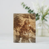  kerstman in Sepia Toile-stijl Feestdagenkaart (Staand voorkant)