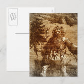  kerstman in Sepia Toile-stijl Feestdagenkaart (Voorkant / Achterkant)