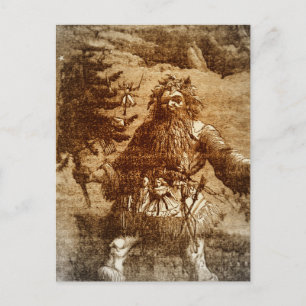  kerstman in Sepia Toile-stijl Feestdagenkaart