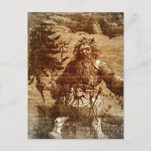  kerstman in Sepia Toile-stijl Feestdagenkaart (Voorkant)