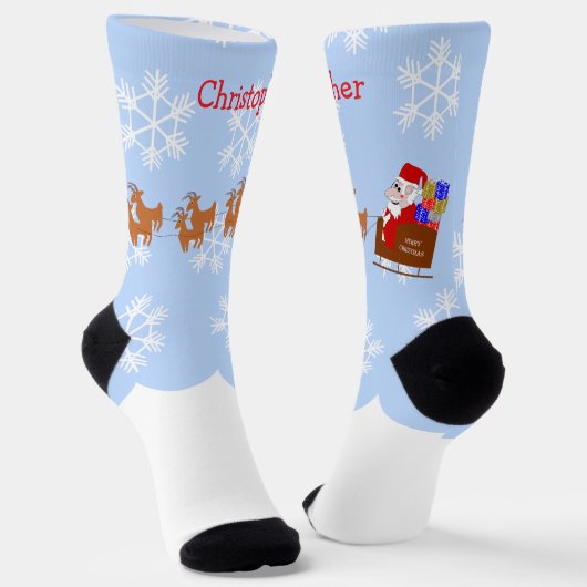 Kerstman In Slede Ontwerp Kerstmis Sokken (Gebogen)
