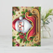 Kerstman in slee  feestdagenkaart (Staand voorkant)