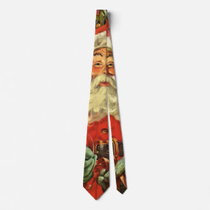 Kerstman in slee met cadeaus in vintage stijl stropdas