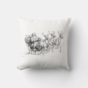 Kerstman in slee – Minimaal Kerst Sketch Kussen
