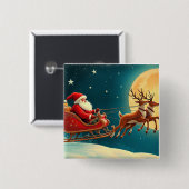 Kerstman in slee vierkante button 5,1 cm (Voorkant /achterkant)