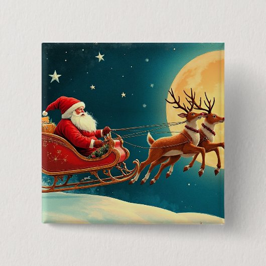 Kerstman in slee vierkante button 5,1 cm (Voorkant)