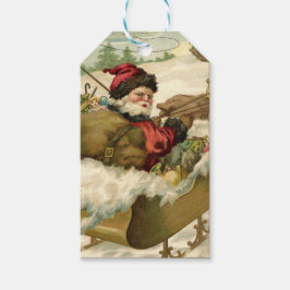  kerstman in Sleigh Cadeaulabel