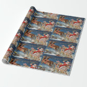  kerstman in Sleigh Flying Cadeaupapier (Uitgerold)