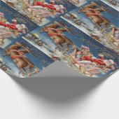  kerstman in Sleigh Flying Cadeaupapier (Hoek)