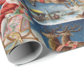  kerstman in Sleigh Flying Cadeaupapier (Rol Hoek)