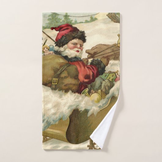kerstman in Sleigh Holiday Hand Towel Handdoek (Handdoek)