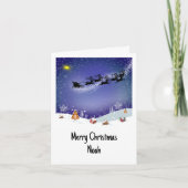 Kerstman in Sleigh Kerstavond Gepersonaliseerd Kaart (Voorkant)