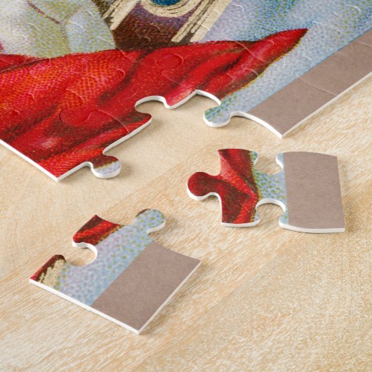  kerstman in Sleigh Merry Kerstmis Legpuzzel (Zijkant)