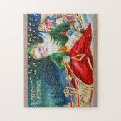 kerstman in Sleigh Merry Kerstmis Legpuzzel (Verticaal)