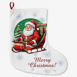 Kerstman in Sleighs Stocking Grote Kerstsok