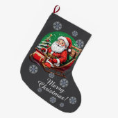 Kerstman in Sleighs Stocking Grote Kerstsok (Voorkant (Hangend))