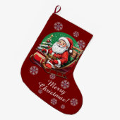 Kerstman in Sleighs Stocking Grote Kerstsok (Voorkant (Hangend))