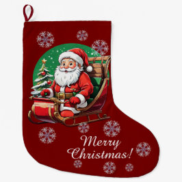 Kerstman in Sleighs Stocking Grote Kerstsok