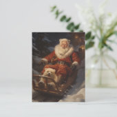 Kerstman in sneeuw en mooi wit beer Feestdagenkaart (Staand voorkant)