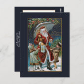 Kerstman in Sneeuw met Kinderen & Paraplu Briefkaart (Voorkant / Achterkant)