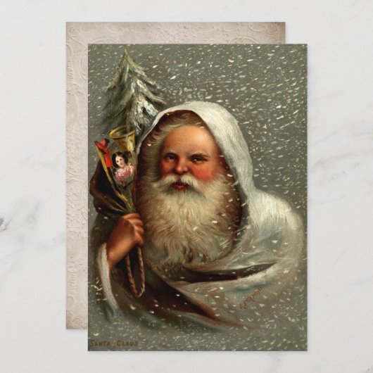 kerstman in sneeuw met speelgoed feestdagenkaart (Voorkant / Achterkant)