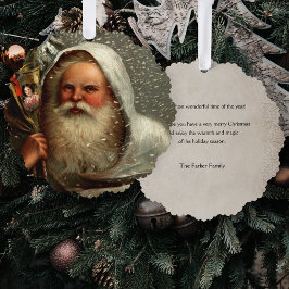  kerstman in sneeuw met speelgoed ornament kaart