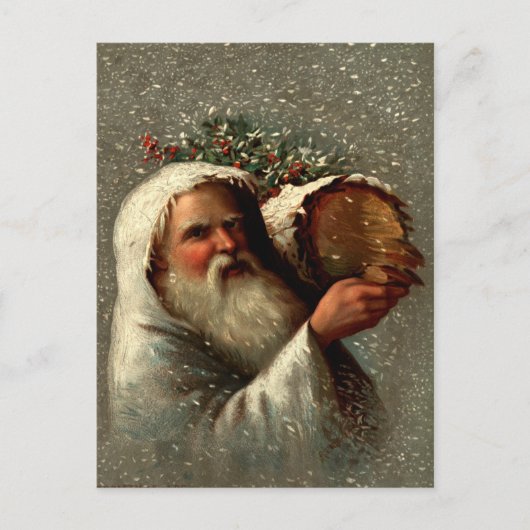  kerstman in sneeuw met Yule Log Briefkaart (Voorkant)