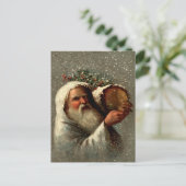  kerstman in sneeuw met Yule Log Briefkaart (Staand voorkant)